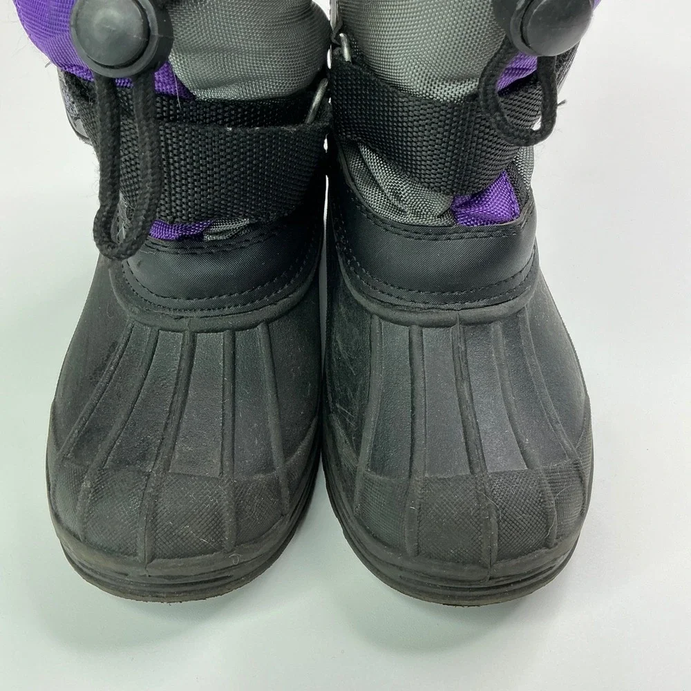 Black Gray Purple Snow Boots Kids Size 10 Waterproof Winter B84143I